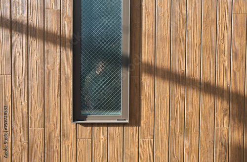 Obraz na płótnie Window with wooden building wall w salonie