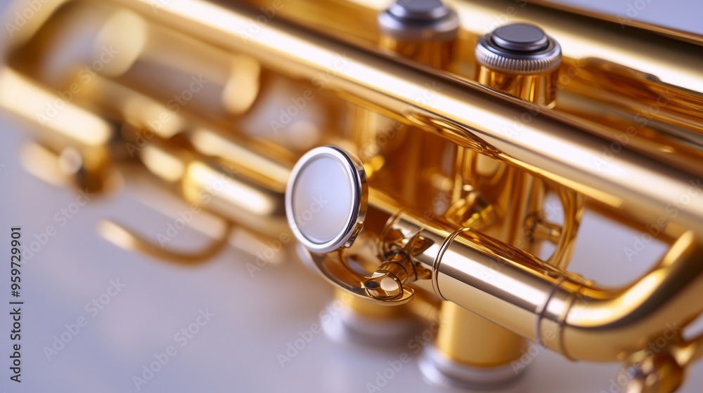 Naklejka premium Golden Brass Trumpet Close-Up