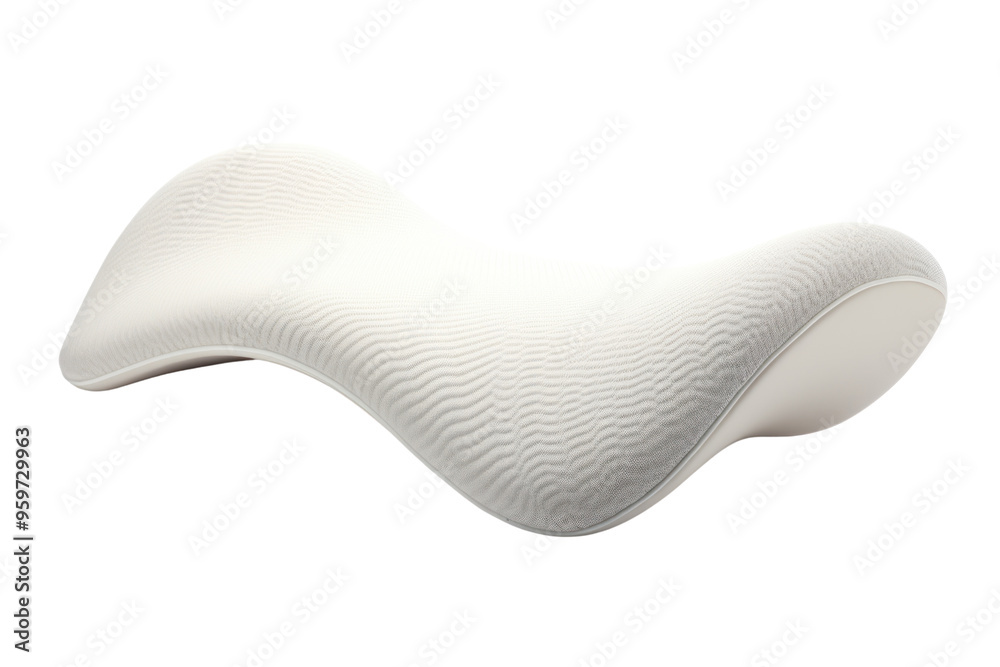 A supportive cervical pillow with a contoured design, isolated on white background A supportive cervical pillow with a contoured design, isolated on white background