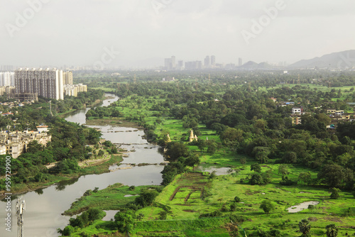 aerial view of the city landscape