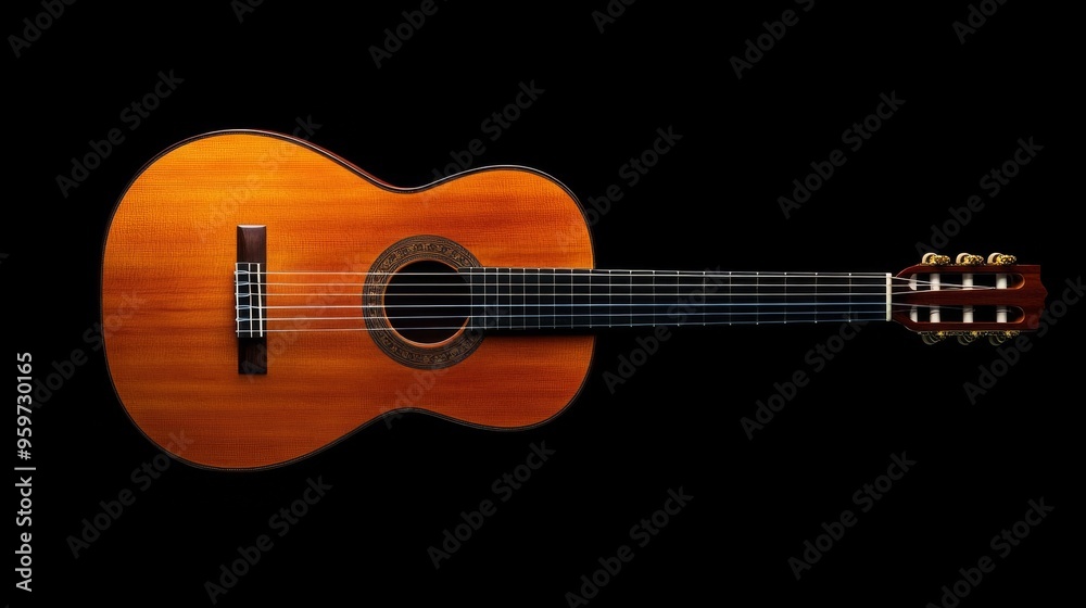 Fototapeta premium Classical Acoustic Guitar on Black Background