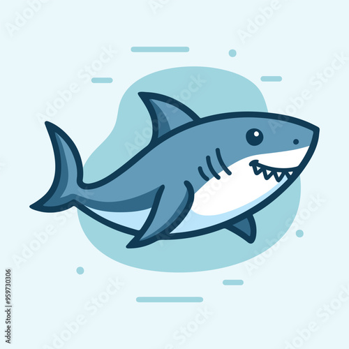 Mascot blue shark logo character cartoon vector illustration