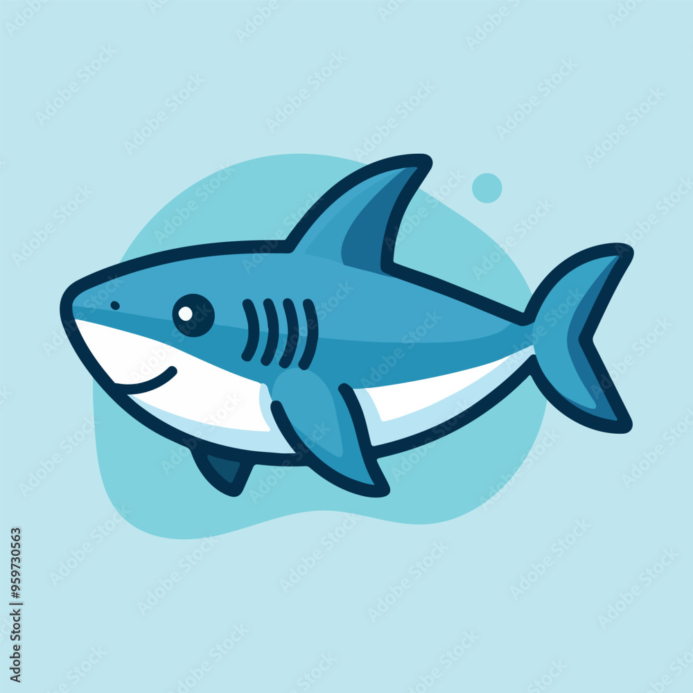 Naklejka premium Mascot blue shark logo character cartoon vector illustration