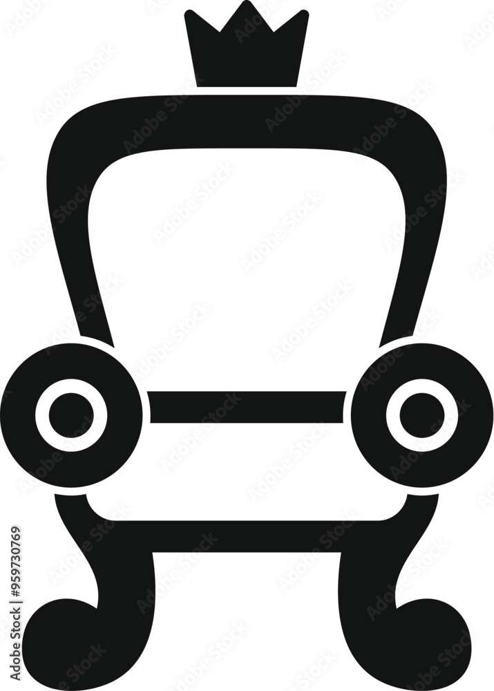 Black silhouette of a king throne with crown, isolated on a white background Black silhouette of a king throne with crown, isolated on a white background