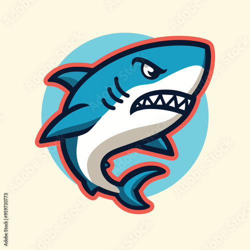 Mascot blue shark logo character cartoon vector illustration