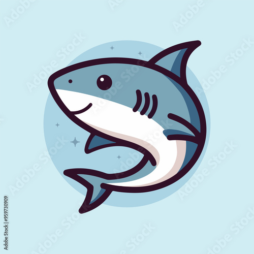 Mascot blue shark logo character cartoon vector illustration