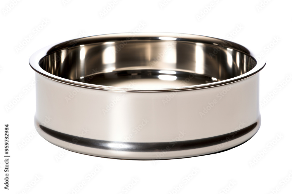 A stainless steel pet food bowl with a lid to keep food fresh and prevent spills, isolated on a white background A stainless steel pet food bowl with a lid to keep food fresh and prevent spills, isolated on a white background