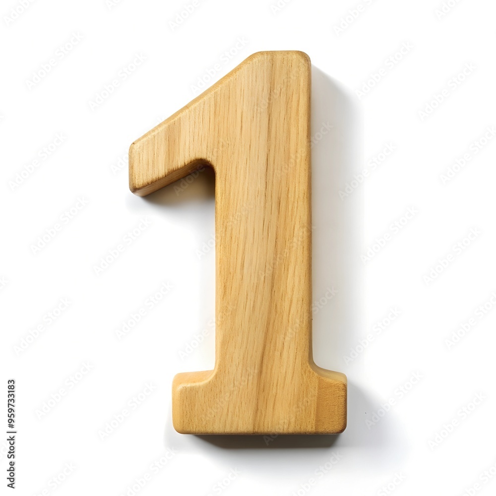 number 1 with wood effect on white background. number decoration style number 1 with wood effect on white background. number decoration style