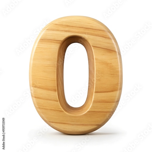 number 0 with wood effect on white background. number decoration style