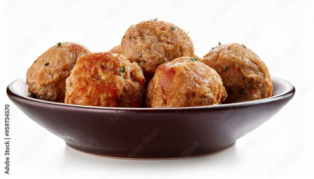 chicken meatballs in bowl on white background chicken meatballs in bowl on white background