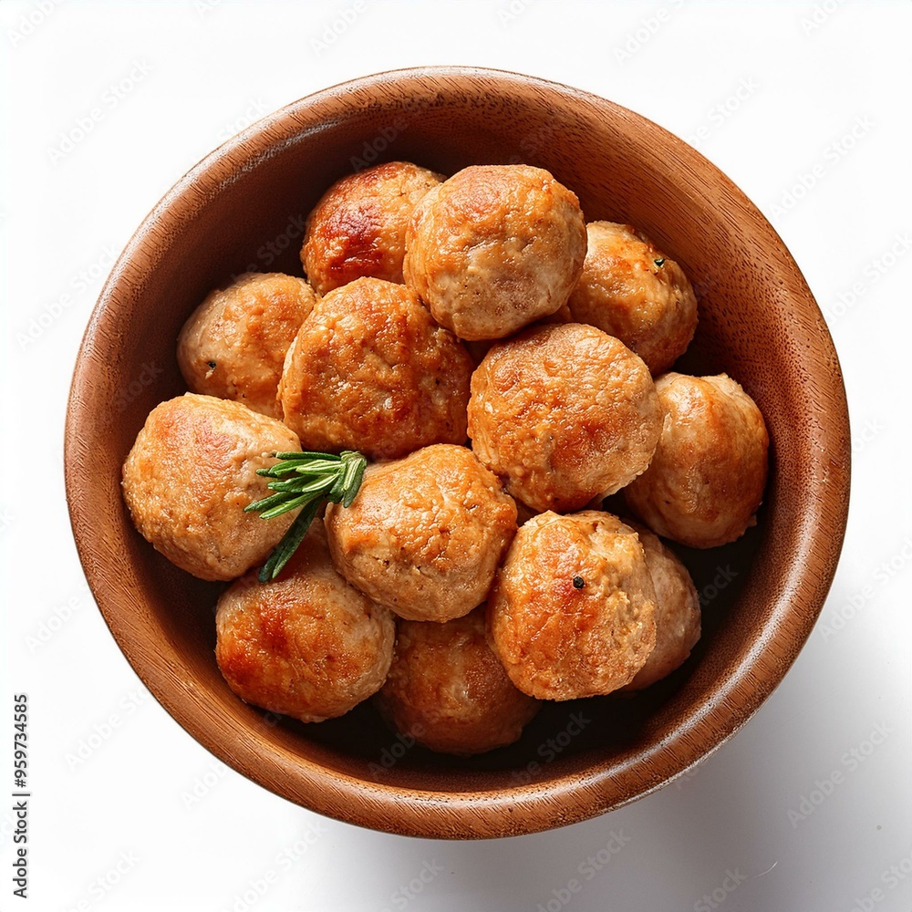 chicken meatballs in bowl on white background chicken meatballs in bowl on white background