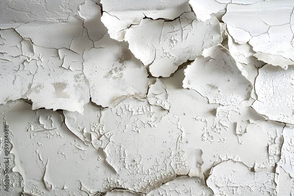 Close-Up of Peeling Paint on a Wall Revealing Textured Layers Close-Up of Peeling Paint on a Wall Revealing Textured Layers