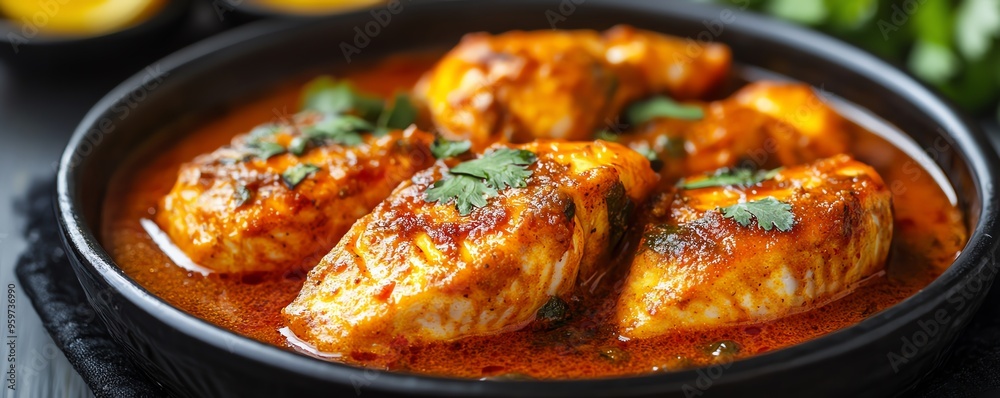 a fish curry with spices, aromatic and flavorful, rich golden tones, isolated on white background a fish curry with spices, aromatic and flavorful, rich golden tones, isolated on white background