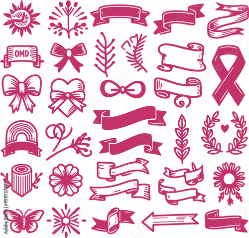 Breast Cancer Awareness Pink Ribbon Vector Clipart Icon For Emblems, Badges And Levels Vector Illustration