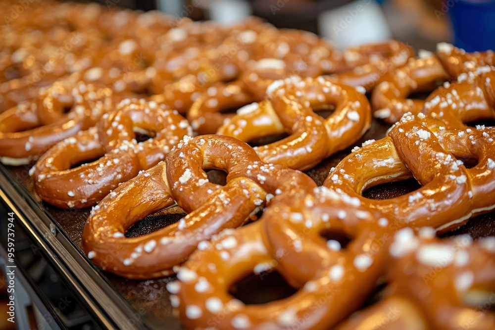 Close-up of Freshly Baked Soft Pretzels with Salt Close-up of Freshly Baked Soft Pretzels with Salt