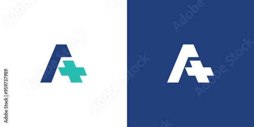 Simple and modern letter A combination health logo design