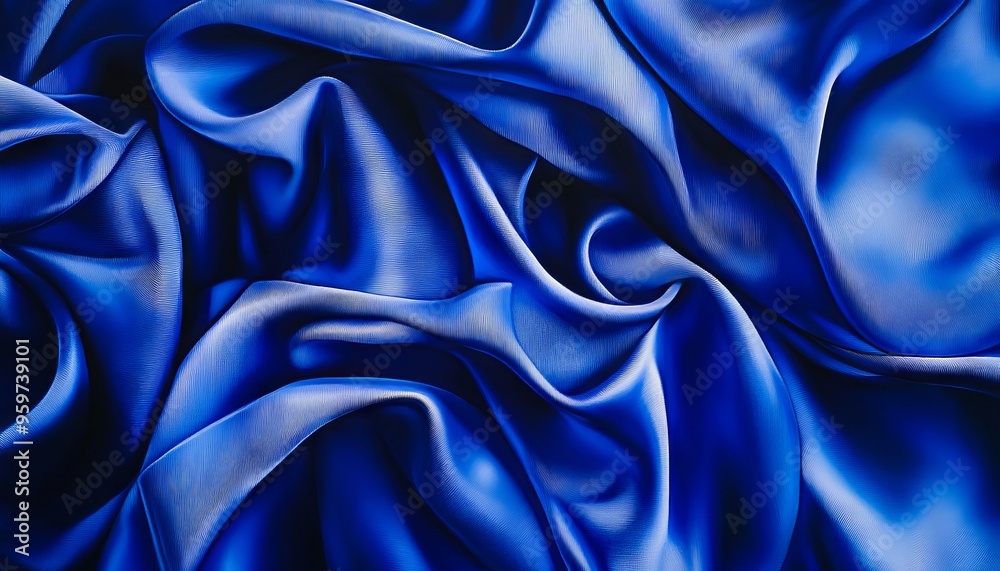 Fototapeta premium A close up shot of a blue satin fabric