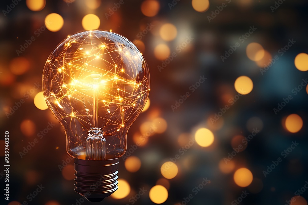 Bright Idea, Glowing Bulb and Bokeh Lights Bright Idea, Glowing Bulb and Bokeh Lights