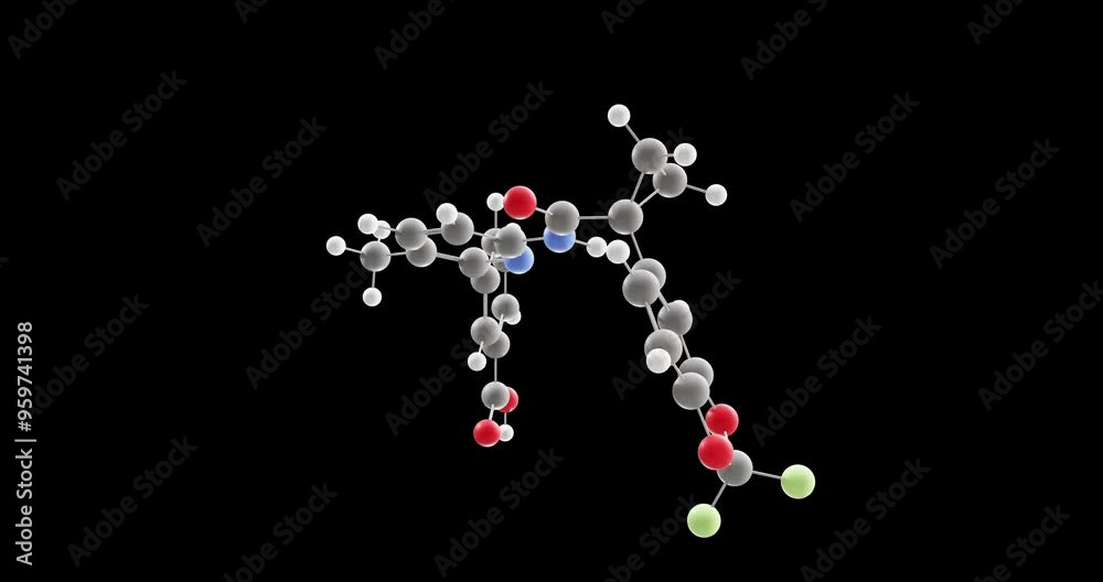 Lumacaftor molecule, rotating 3D model of vx-809, looped video on a black background Lumacaftor molecule, rotating 3D model of vx-809, looped video on a black background