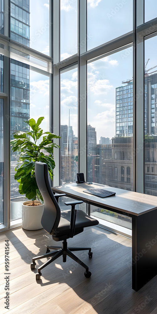 Bright Corner Office with Floor-to-Ceiling Windows Bright Corner Office with Floor-to-Ceiling Windows