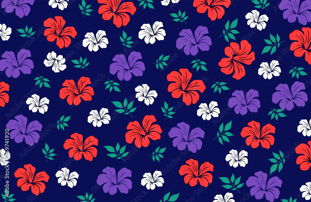 Hibiscus flowers Pattern. Hawaiian Seamless Pattern. Tropical flowers and Leaves. Hawaiian Aloha Shirt. Design for fabric, textile, wallpaper, clothing. floral background. vector illustration Hibiscus flowers Pattern. Hawaiian Seamless Pattern. Tropical flowers and Leaves. Hawaiian Aloha Shirt. Design for fabric, textile, wallpaper, clothing. floral background. vector illustration