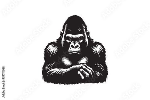 Gorilla  vector art and illustration photo