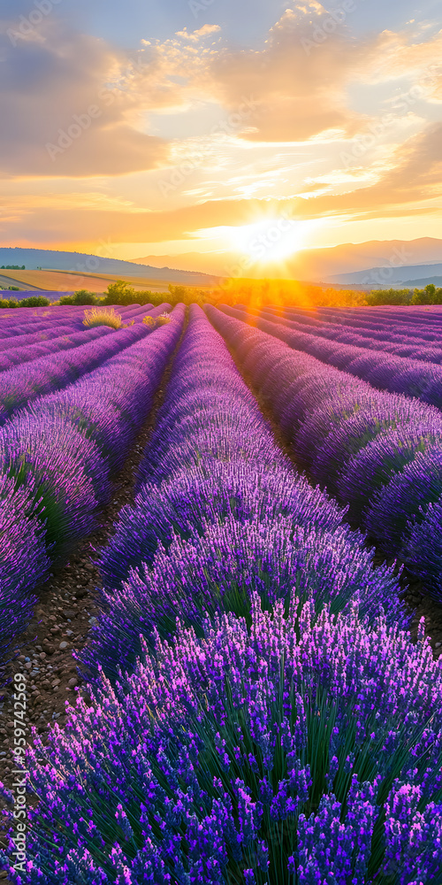 Obraz premium Lavender Fields at Sunset