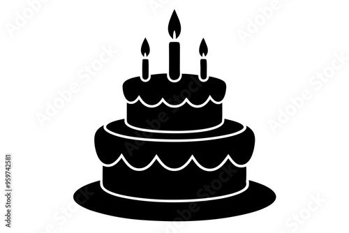 Birthday cake vector silhouette, birthday cake icon 