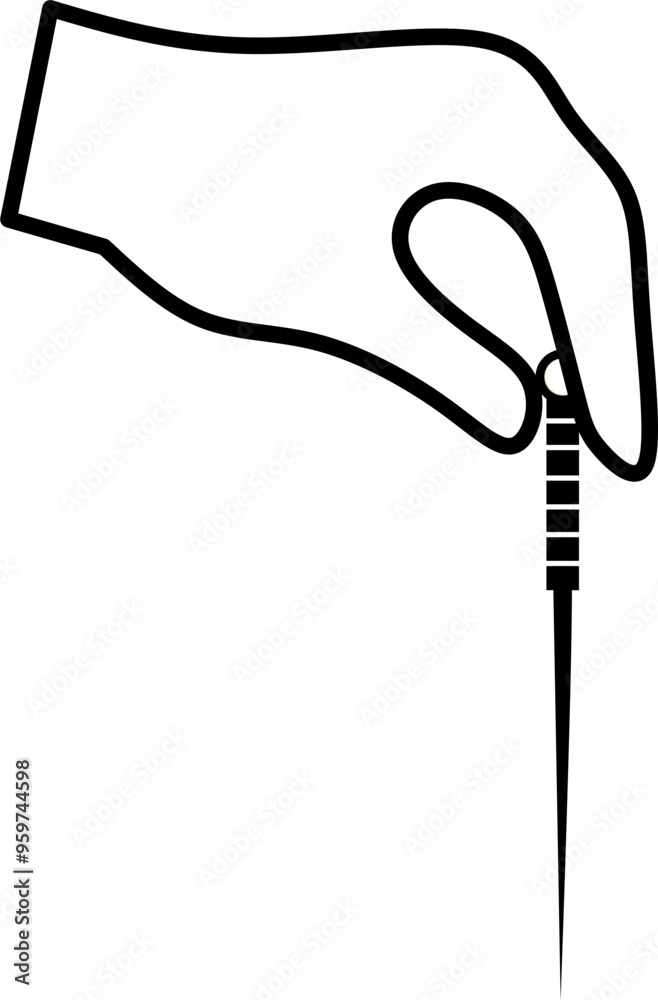 Acupuncture needle only hand icon vector. Perfect for logo or health education Acupuncture needle only hand icon vector. Perfect for logo or health education