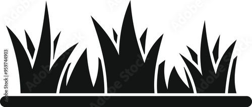 Black grass growing from ground icon in simple style on a white background