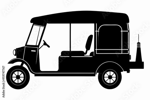  Auto Rickshaw silhouette vector, Classic auto rickshaw icon 