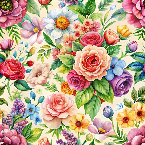 Wallpaper Mural Delicate Flowers Seamless Pattern with Pastel Colors for Soft Designs. Flowers. Patterns. Seamless. Pastel. Soft. Torontodigital.ca