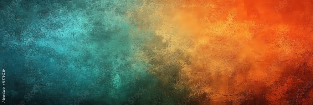 Fototapeta premium Abstract digital background featuring a rich textured gradient of vibrant orange blending into deep teal, creating a visually striking contrast perfect for contemporary design projects, modern art, an