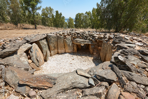 Megalithic dolmen of Valdecaballeros. Archaelogical site landmark. Badajoz, Extremadura, Spain
