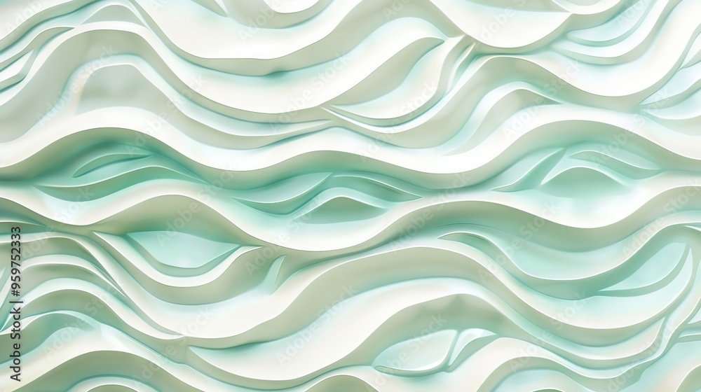 Fototapeta premium An abstract 3D pattern of white and blue waves.