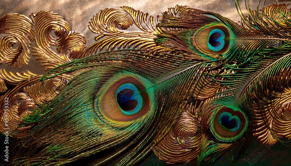 Fototapeta premium peacock feather close up