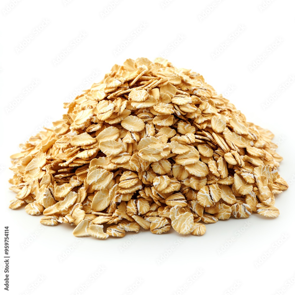 a mound of instant oats, fine and quickcooking, soft and light, isolated on white background a mound of instant oats, fine and quickcooking, soft and light, isolated on white background