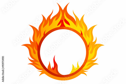 Circle Fire vector frame. burning circle flame frame vector illustration