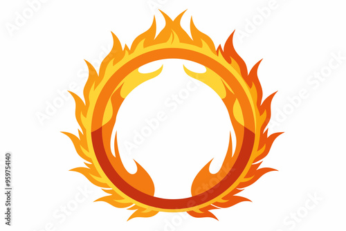 Circle Fire vector frame. burning circle flame frame vector illustration