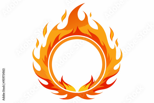 Circle Fire vector frame. burning circle flame frame vector illustration