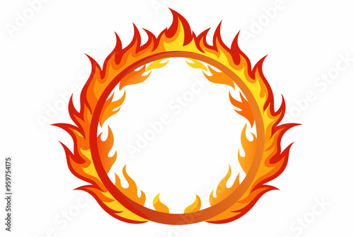 Circle Fire vector frame. burning circle flame frame vector illustration