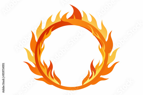 Circle Fire vector frame. burning circle flame frame vector illustration