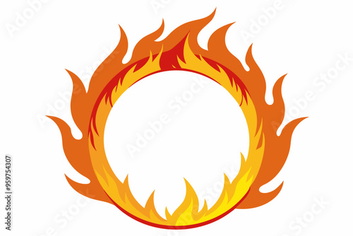 Circle Fire vector frame. burning circle flame frame vector illustration