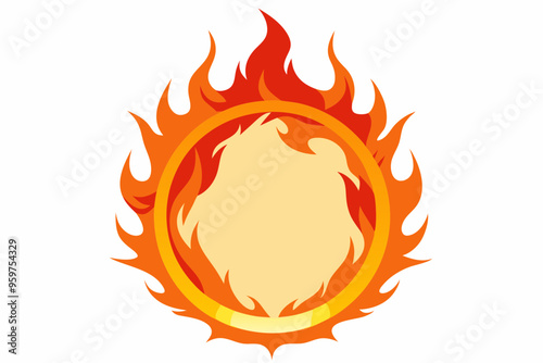 Circle Fire vector frame. burning circle flame frame vector illustration
