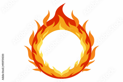 Circle Fire vector frame. burning circle flame frame vector illustration