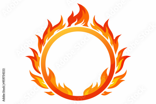 Circle Fire vector frame. burning circle flame frame vector illustration