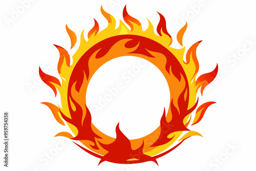 Circle Fire vector frame. burning circle flame frame vector illustration