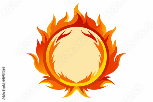 Circle Fire vector frame. burning circle flame frame vector illustration