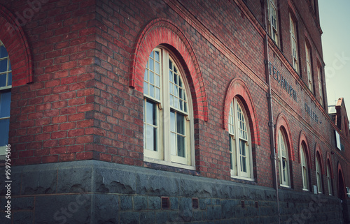 The photo was taken on a tranquil street in the town of Goulburn and features the old buildings in the town center photo