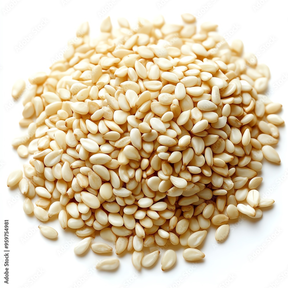 a pile of white sesame seeds, hyperrealistic photography, tiny and detailed, natural tones, isolated on white background a pile of white sesame seeds, hyperrealistic photography, tiny and detailed, natural tones, isolated on white background